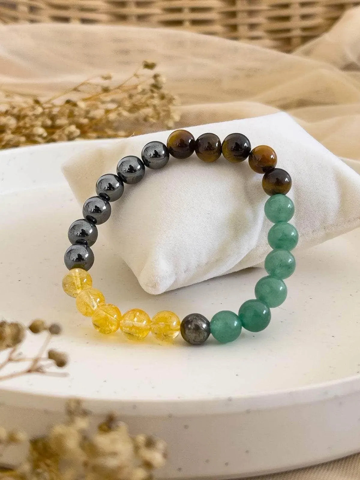 Money Magnet Fusion Band - Pyrite, Tiger Eye, Citrine & Aventurine Beads