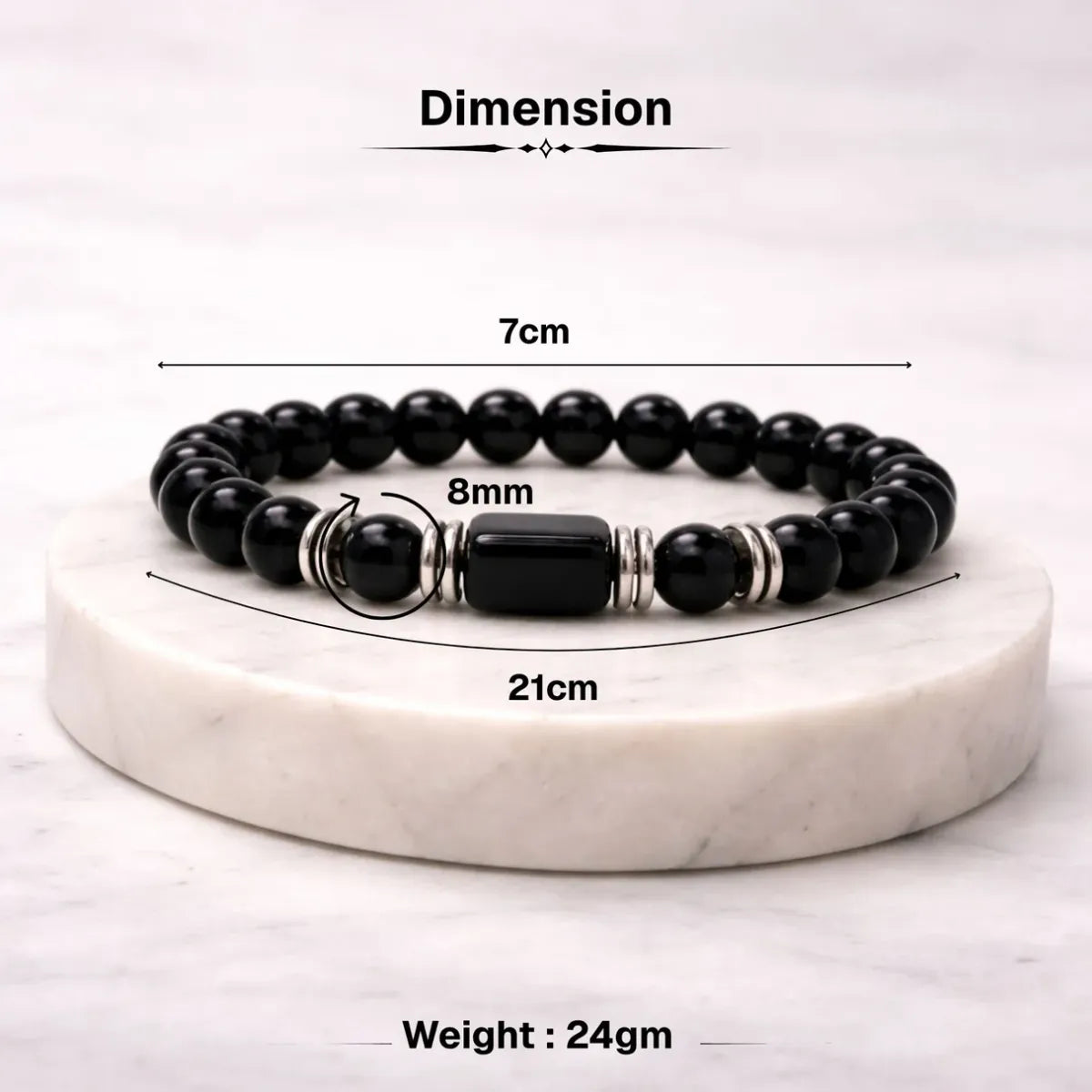 Black Onyx Zodiac Band – Aquarius (कुंभ राशि) Zodiac Bracelet