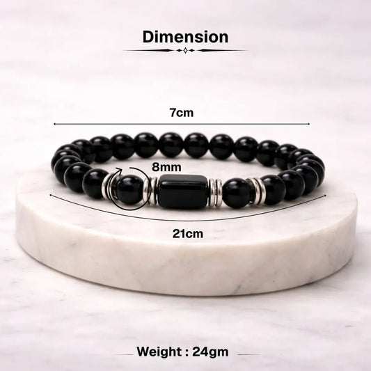 Black Onyx Zodiac Band – Aquarius (कुंभ राशि) Zodiac Bracelet