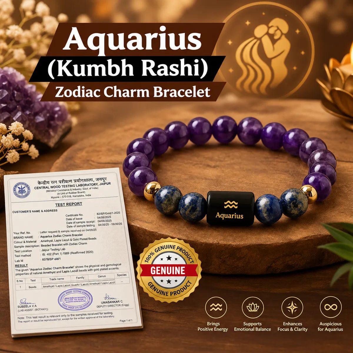 Black Onyx Zodiac Band – Aquarius (कुंभ राशि) Zodiac Bracelet
