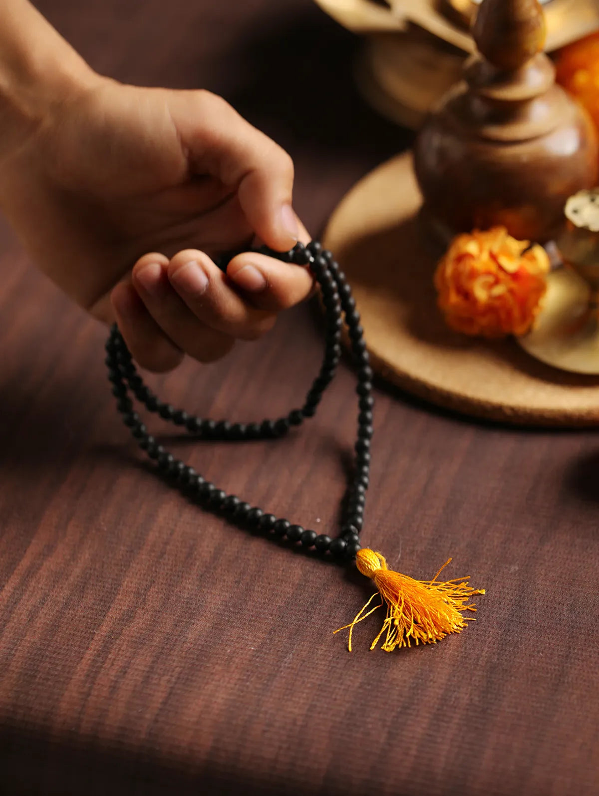 Divya Karungali Black Beaded Tassel Mala