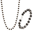 Karungali black beaded mala and bracelet combo for men on white background